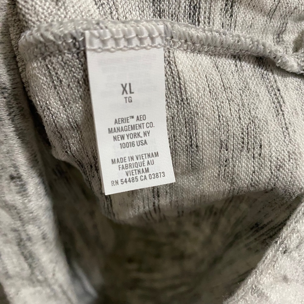 New Aerie Women Gray Heathered Long Sleeve Raglan Sweatshirt Top XL basic staple - Picture 6 of 8